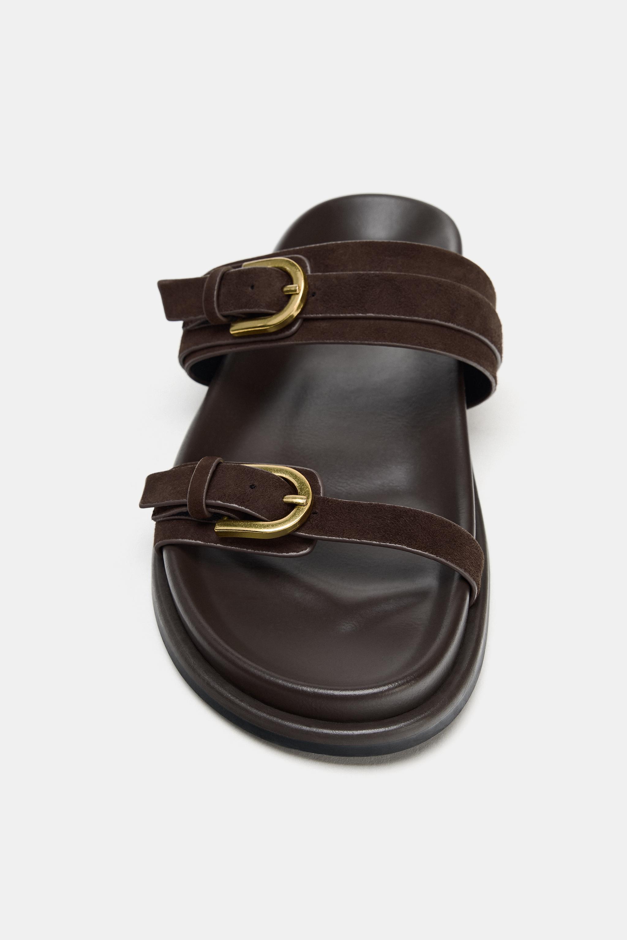 SANDALES EN CUIR À DOUBLE BOUCLE
